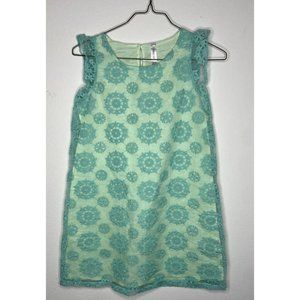 Cherokee Girls Size 14/16 Aqua Green Midi Dress Embroidered Pattern Lined School